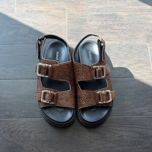 ALOHAS Black and Brown Patterned Sandals made in Spain
